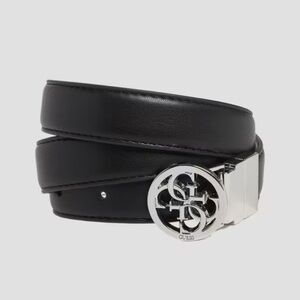 Guess Womens Kristi Reversible Quattro G Skinny Belt Black and Silver Small NEW